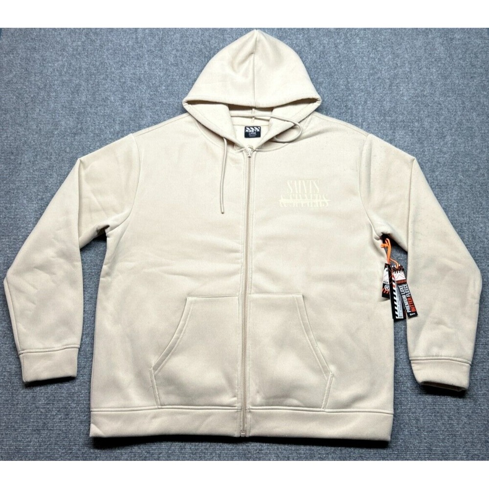 RGSTR Hoodie Jacket Mens L Sand Brown Saints & Sinners Polyester Full Zip New